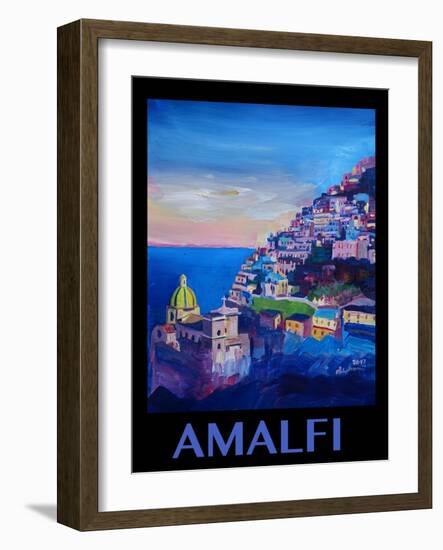 Amazing Amalfi Coast At Sunset - Retro Poster II-Markus Bleichner-Framed Art Print