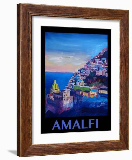 Amazing Amalfi Coast At Sunset - Retro Poster II-Markus Bleichner-Framed Art Print