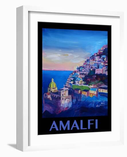 Amazing Amalfi Coast At Sunset - Retro Poster II-Markus Bleichner-Framed Art Print