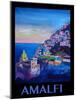 Amazing Amalfi Coast At Sunset - Retro Poster II-Markus Bleichner-Mounted Art Print