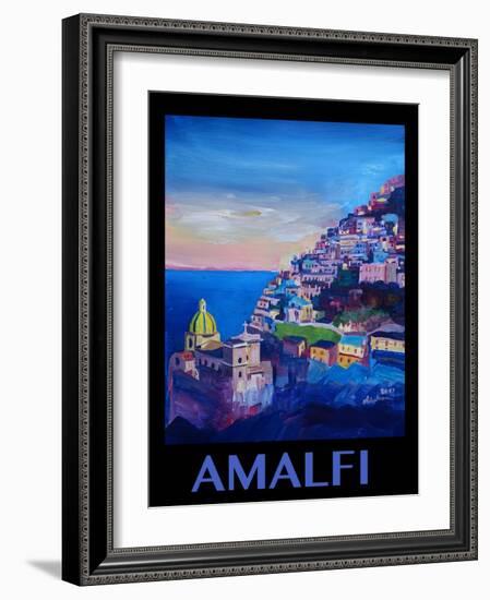 Amazing Amalfi Coast At Sunset - Retro Poster II-Markus Bleichner-Framed Art Print