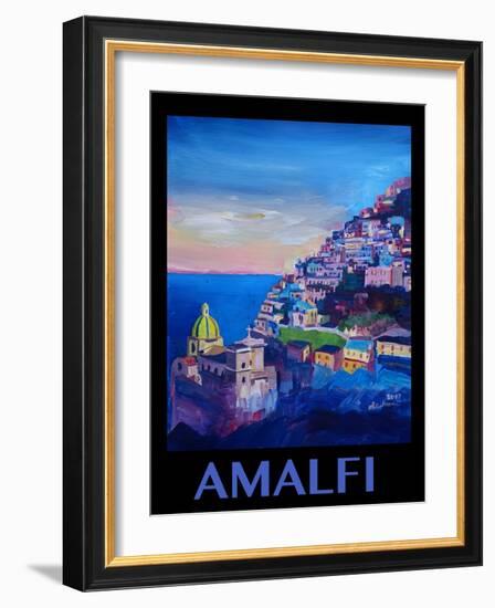 Amazing Amalfi Coast At Sunset - Retro Poster II-Markus Bleichner-Framed Art Print