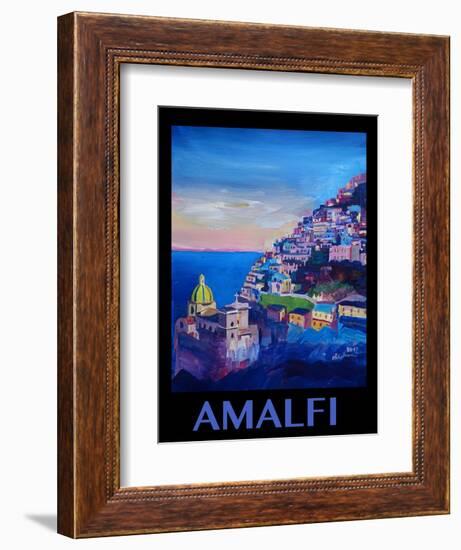 Amazing Amalfi Coast At Sunset - Retro Poster II-Markus Bleichner-Framed Art Print