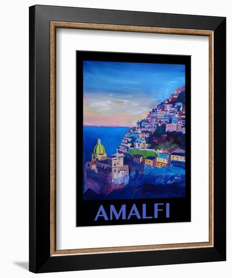 Amazing Amalfi Coast At Sunset - Retro Poster II-Markus Bleichner-Framed Art Print