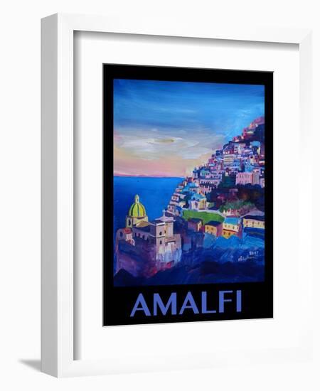 Amazing Amalfi Coast At Sunset - Retro Poster II-Markus Bleichner-Framed Art Print