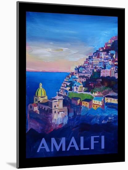 Amazing Amalfi Coast At Sunset - Retro Poster III-Markus Bleichner-Mounted Art Print
