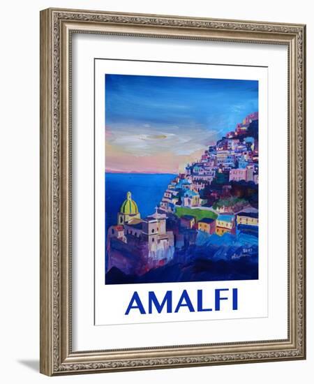 Amazing Amalfi Coast At Sunset - Retro Poster-Markus Bleichner-Framed Art Print