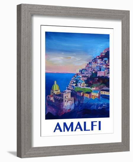 Amazing Amalfi Coast At Sunset - Retro Poster-Markus Bleichner-Framed Art Print