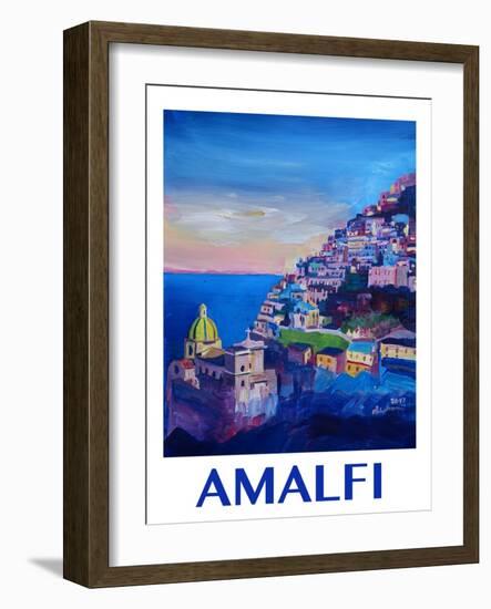 Amazing Amalfi Coast At Sunset - Retro Poster-Markus Bleichner-Framed Art Print