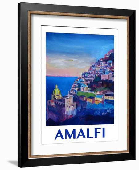 Amazing Amalfi Coast At Sunset - Retro Poster-Markus Bleichner-Framed Art Print