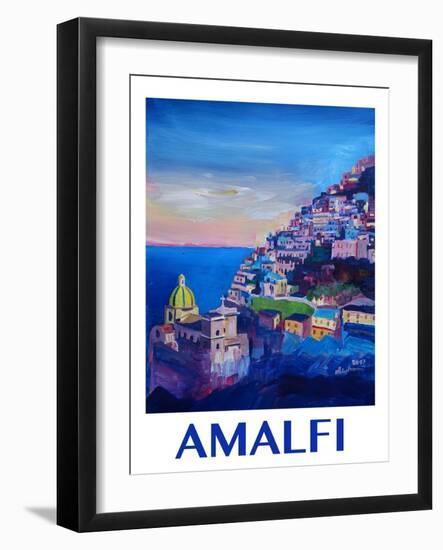 Amazing Amalfi Coast At Sunset - Retro Poster-Markus Bleichner-Framed Art Print