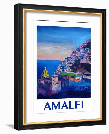 Amazing Amalfi Coast At Sunset - Retro Poster-Markus Bleichner-Framed Art Print