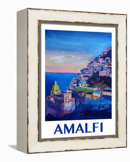 Amazing Amalfi Coast At Sunset - Retro Poster-Markus Bleichner-Framed Stretched Canvas