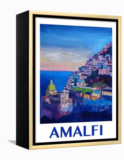 Amazing Amalfi Coast At Sunset - Retro Poster-Markus Bleichner-Framed Stretched Canvas