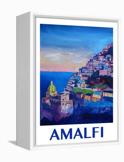 Amazing Amalfi Coast At Sunset - Retro Poster-Markus Bleichner-Framed Stretched Canvas