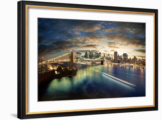 Amazing New York Cityscape - Taken After Sunset-dellm60-Framed Photographic Print