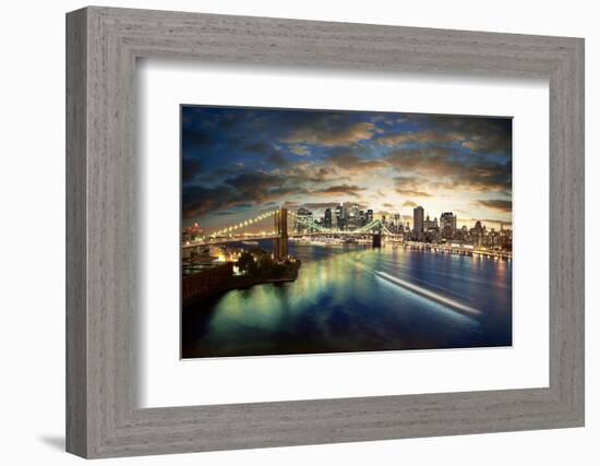 Amazing New York Cityscape - Taken After Sunset-dellm60-Framed Photographic Print