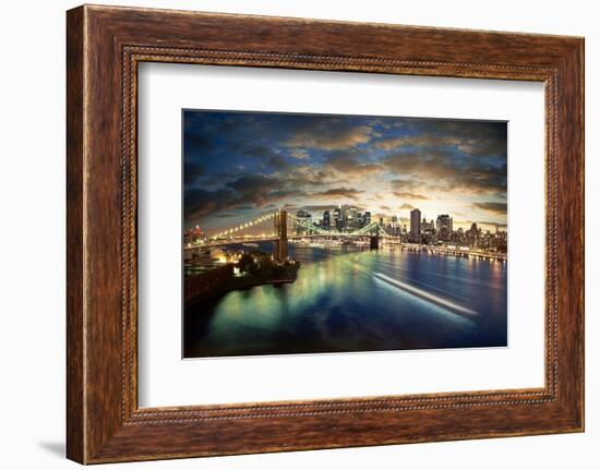 Amazing New York Cityscape - Taken After Sunset-dellm60-Framed Photographic Print