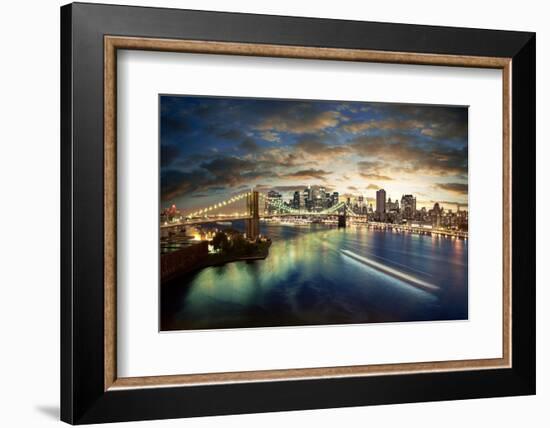 Amazing New York Cityscape - Taken After Sunset-dellm60-Framed Photographic Print