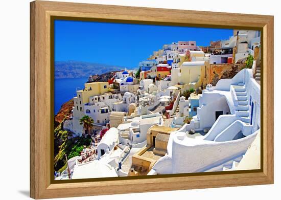 Amazing Romantic Santorini Island, Greece-Maugli-l-Framed Premier Image Canvas