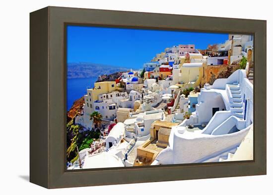 Amazing Romantic Santorini Island, Greece-Maugli-l-Framed Premier Image Canvas