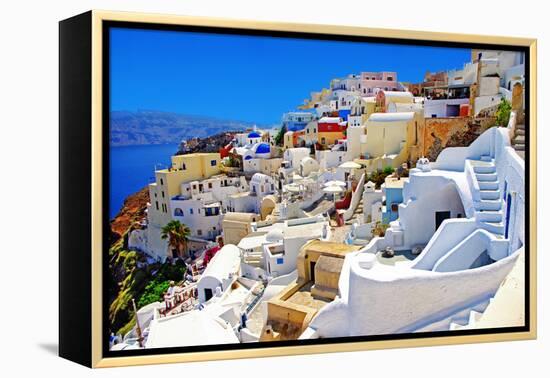 Amazing Romantic Santorini Island, Greece-Maugli-l-Framed Premier Image Canvas