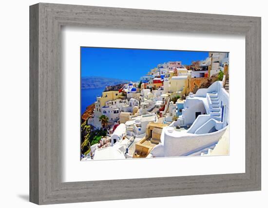 Amazing Romantic Santorini Island, Greece-Maugli-l-Framed Photographic Print