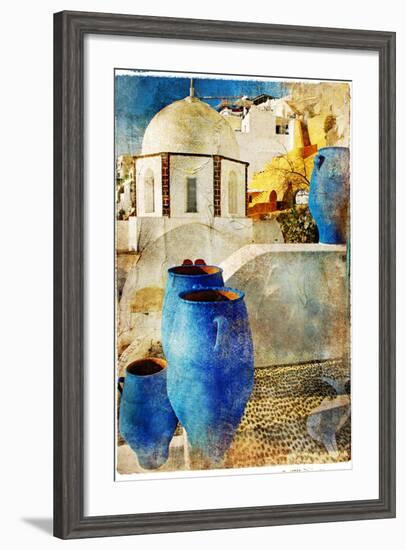 Amazing Santorini - Artwork In Painting Style-Maugli-l-Framed Art Print