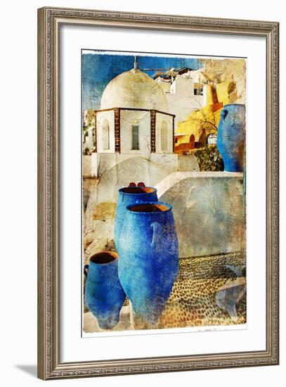 Amazing Santorini - Artwork In Painting Style-Maugli-l-Framed Art Print