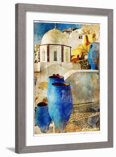 Amazing Santorini - Artwork In Painting Style-Maugli-l-Framed Art Print