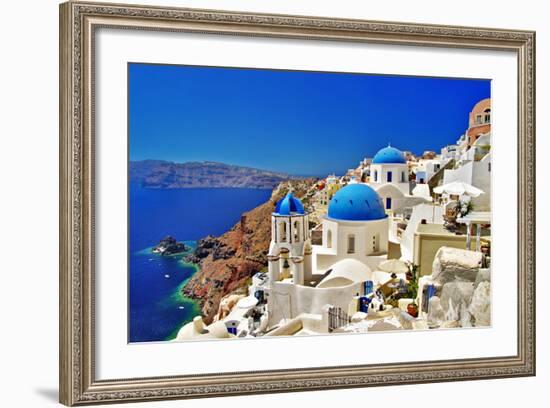 Amazing Santorini - Travel In Greek Islands Series-Maugli-l-Framed Premium Giclee Print