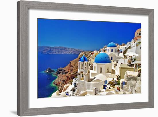 Amazing Santorini - Travel In Greek Islands Series-Maugli-l-Framed Premium Giclee Print