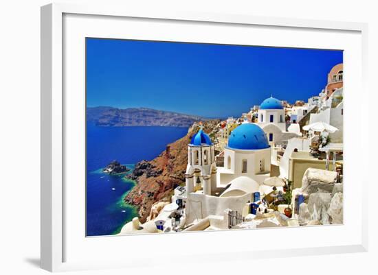 Amazing Santorini - Travel In Greek Islands Series-Maugli-l-Framed Premium Giclee Print