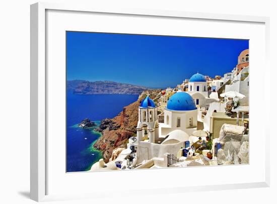 Amazing Santorini - Travel In Greek Islands Series-Maugli-l-Framed Premium Giclee Print