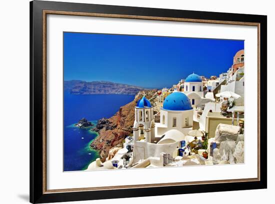 Amazing Santorini - Travel In Greek Islands Series-Maugli-l-Framed Premium Giclee Print