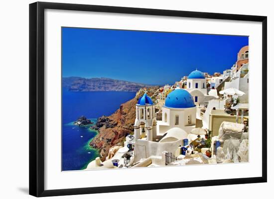 Amazing Santorini - Travel In Greek Islands Series-Maugli-l-Framed Premium Giclee Print