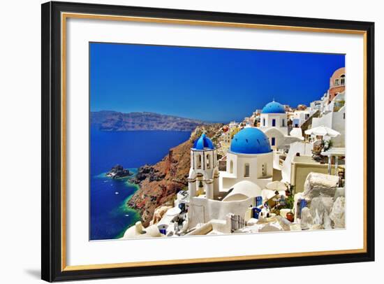 Amazing Santorini - Travel In Greek Islands Series-Maugli-l-Framed Premium Giclee Print