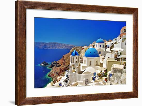 Amazing Santorini - Travel In Greek Islands Series-Maugli-l-Framed Art Print