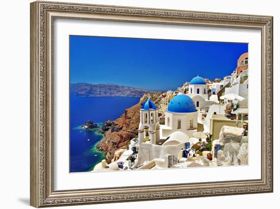 Amazing Santorini - Travel In Greek Islands Series-Maugli-l-Framed Art Print