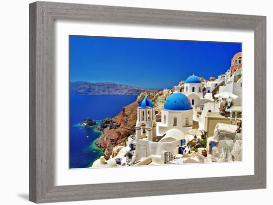 Amazing Santorini - Travel In Greek Islands Series-Maugli-l-Framed Art Print