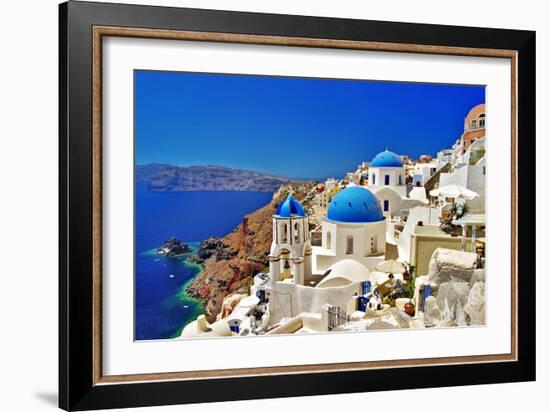 Amazing Santorini - Travel In Greek Islands Series-Maugli-l-Framed Art Print