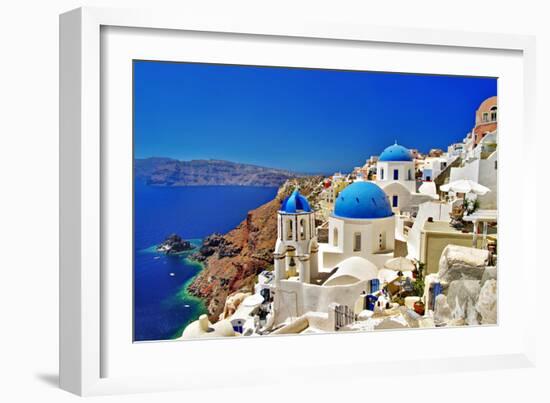 Amazing Santorini - Travel In Greek Islands Series-Maugli-l-Framed Art Print