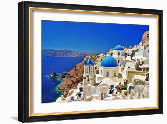 Amazing Santorini - Travel In Greek Islands Series-Maugli-l-Framed Art Print