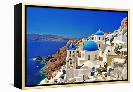 Amazing Santorini - Travel In Greek Islands Series-Maugli-l-Framed Stretched Canvas