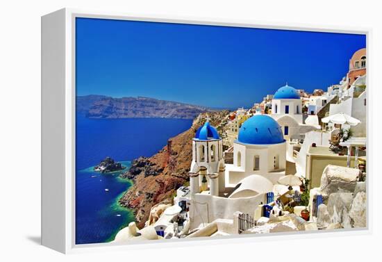 Amazing Santorini - Travel In Greek Islands Series-Maugli-l-Framed Stretched Canvas