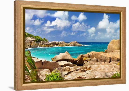 Amazing Seychelles With Unique Granite Rocks-Maugli-l-Framed Premier Image Canvas