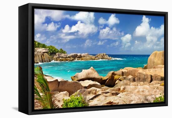 Amazing Seychelles With Unique Granite Rocks-Maugli-l-Framed Premier Image Canvas