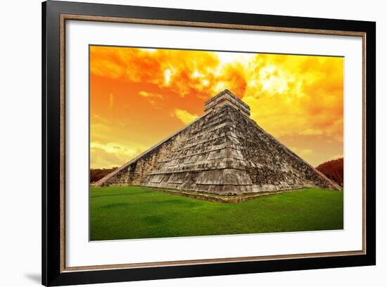 Amazing Sky over Kukulkan Pyramid in Chichen Itza, Mexico-Patryk Kosmider-Framed Photographic Print