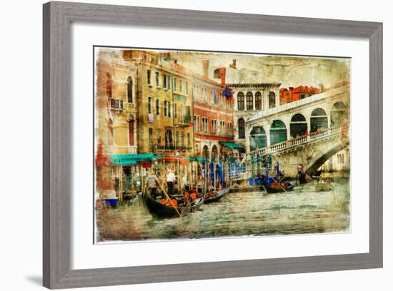 Amazing Venice, Rialto Bridge - Artwork In Painting Style-Maugli-l-Framed Art Print