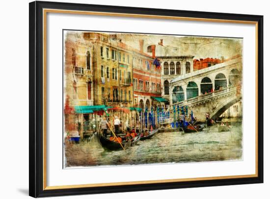 Amazing Venice, Rialto Bridge - Artwork In Painting Style-Maugli-l-Framed Art Print